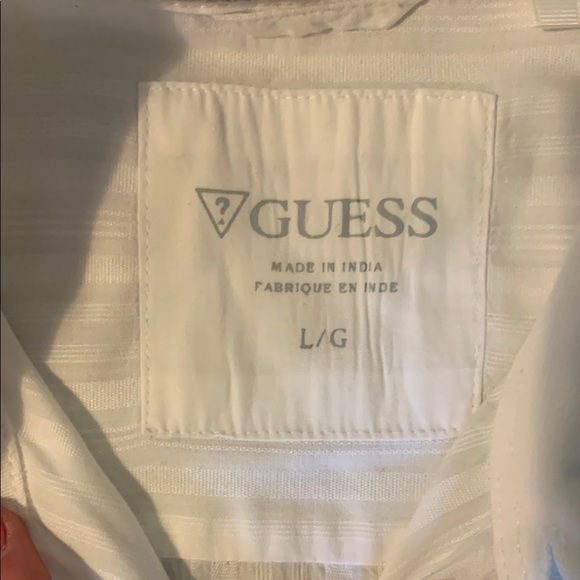 Guess White Casual Button Down Shirt Short Sleeves - Picture 2 of 5